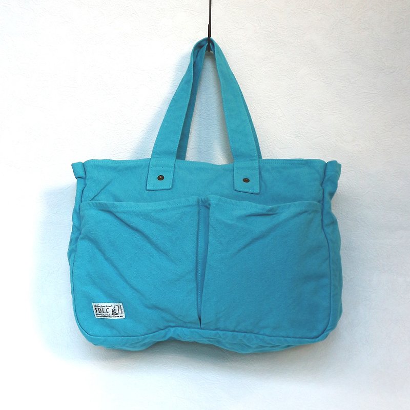 [2024 Limited Color Sky] Zip Box Tote Bag (VC-24) - กระเป๋าถือ - ผ้าฝ้าย/ผ้าลินิน สีน้ำเงิน