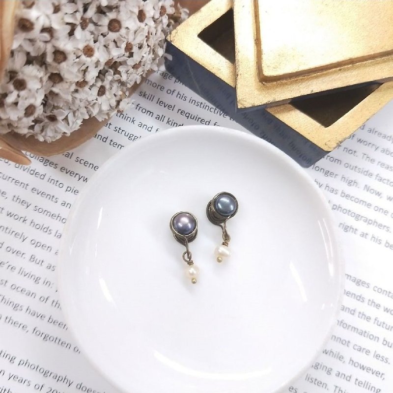 earring. Classic black pearl clip earrings - Earrings & Clip-ons - Pearl Black