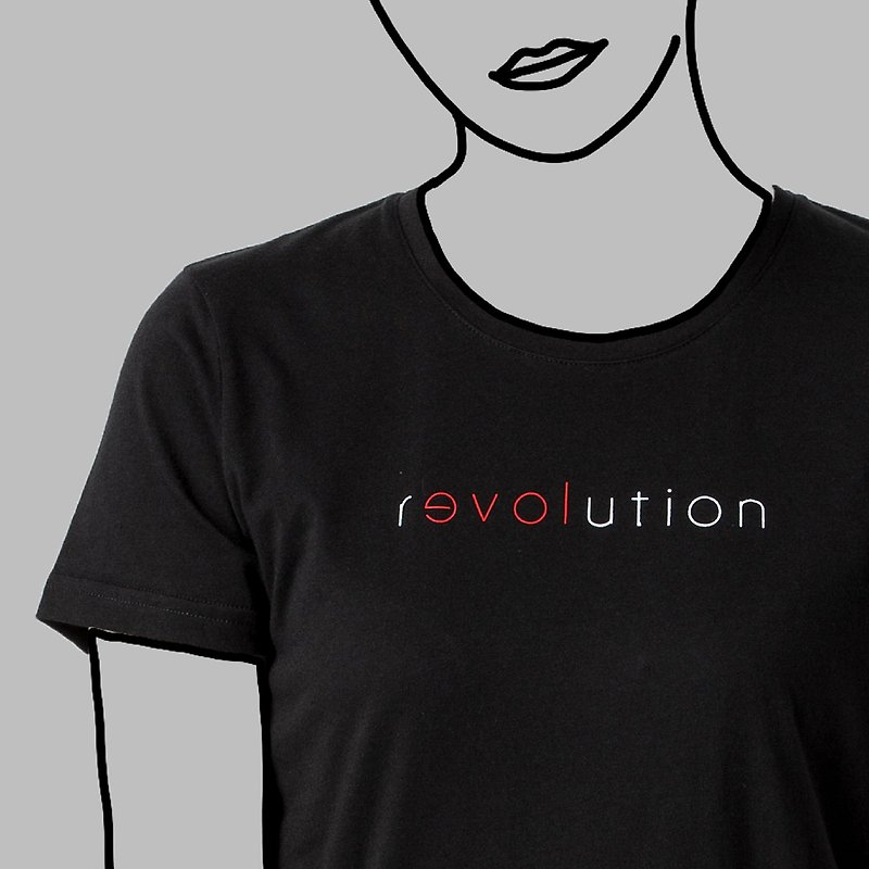 黑-Revolution for Love 為愛革命 / 100%純棉T -送系列筆記本1本 - 中性衛衣/T 恤 - 棉．麻 黑色