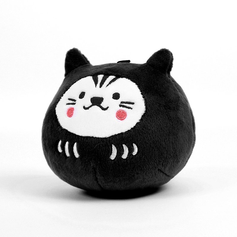Blessing Bodhidharma Cat Grass Ball－Limited Black- HitoCat 吉豆猫 - ของเล่นสัตว์ - ผ้าฝ้าย/ผ้าลินิน สีดำ