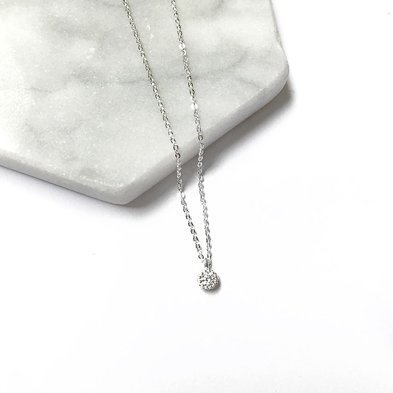 Bare skin cake zircon silver necklace collarbone - Necklaces - Other Metals Silver