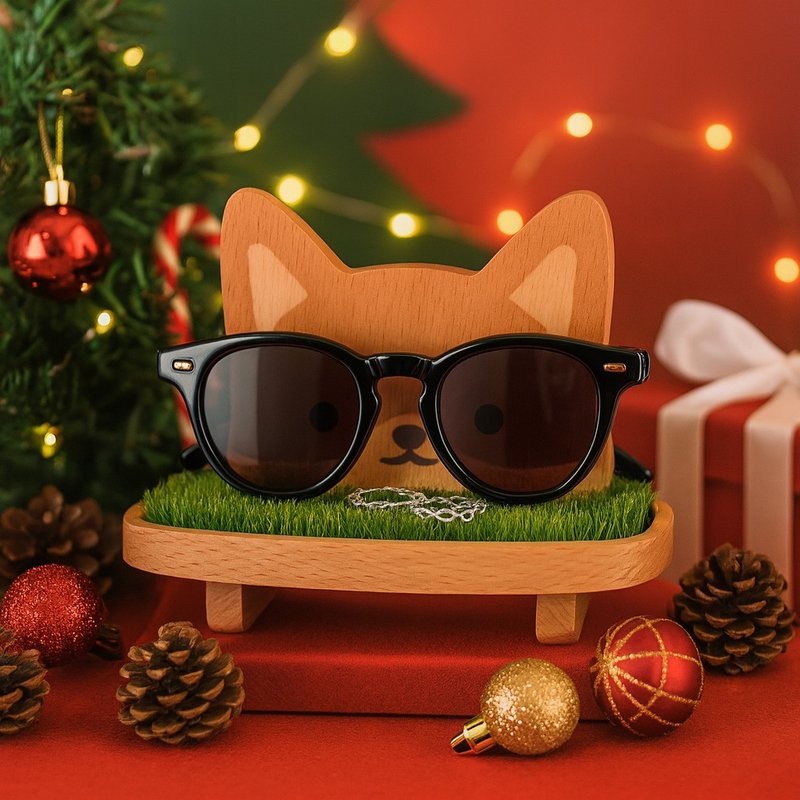 【$300 Gift Exchange】Christmas Gift Dog Glasses Holder Shiba Inu Corgi Eyewear Stand Jewelry - Storage - Wood Brown