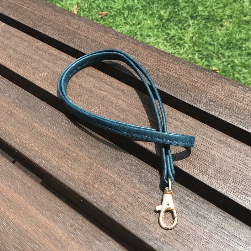 【Neckband】Navy Pueblo | Lanyard Strap | Handmade Leather in Hong Kong - เชือก/สายคล้อง - หนังแท้ สีน้ำเงิน