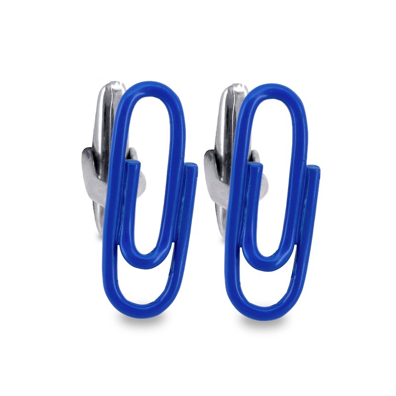 Paper Clip in Blue Cufflinks - Cuff Links - Other Metals Blue