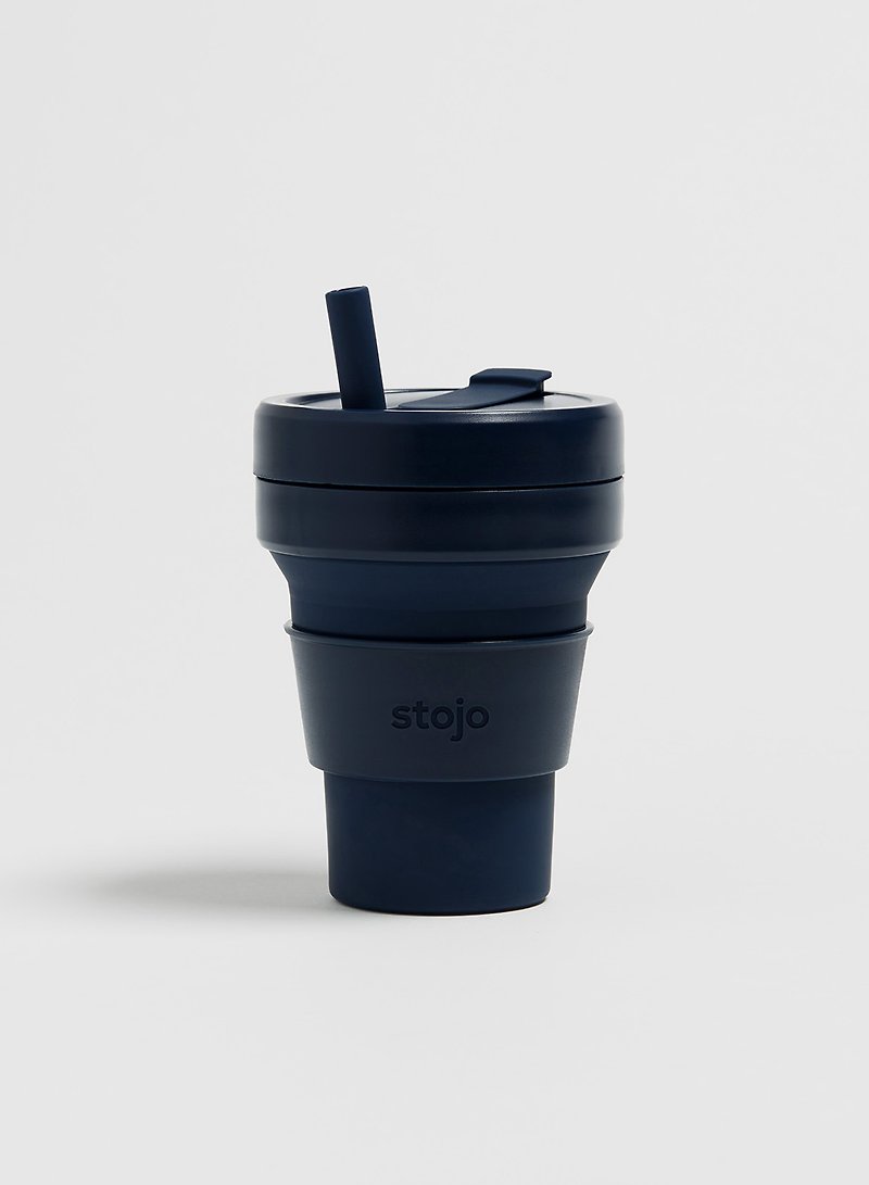 STOJO Biggie Cup, 16oz/470mL, Denim - Mugs - Silicone Blue