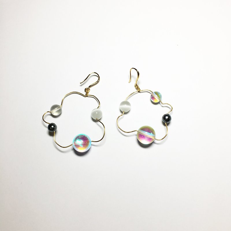 飄浮寶石耳環 透明星 - 耳環/耳夾 - 玻璃 透明