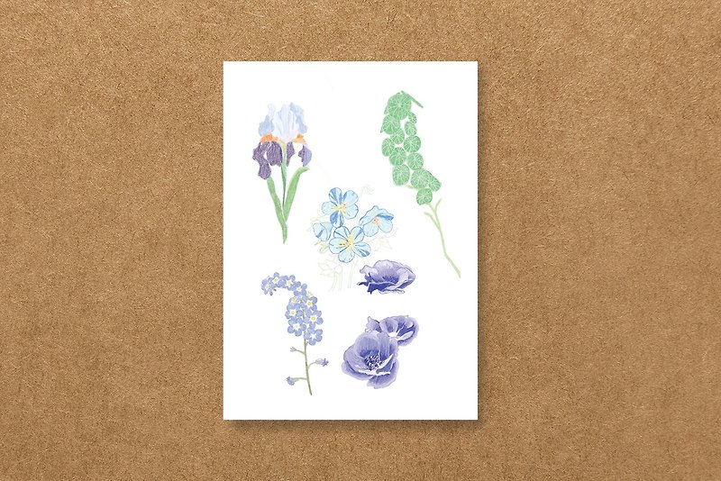 Season post card_Blue plants - การ์ด/โปสการ์ด - กระดาษ สีน้ำเงิน