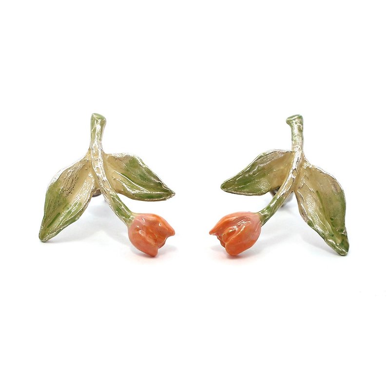 Tulip earrings pink / earrings PA440PK - Earrings & Clip-ons - Other Metals Pink