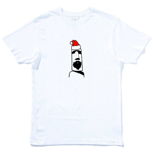 hipster 摩艾 聖誕 短袖T恤 白色 原創 老公公 禮物 Xmas 石像 鬍子 Moai