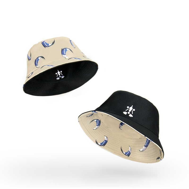 Fish Serre Reversible Bucket Hat - หมวก - ผ้าฝ้าย/ผ้าลินิน 