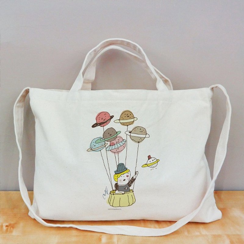 Illustrator BaNAna A Jiao Yue wants something cultural and creative style horizontal canvas bag - Clutch Bags - Cotton & Hemp Khaki