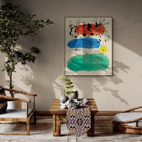 ジョアンミロ FCバルセロナ アート作品 フレーム付き ミロ展 🆕ミロの