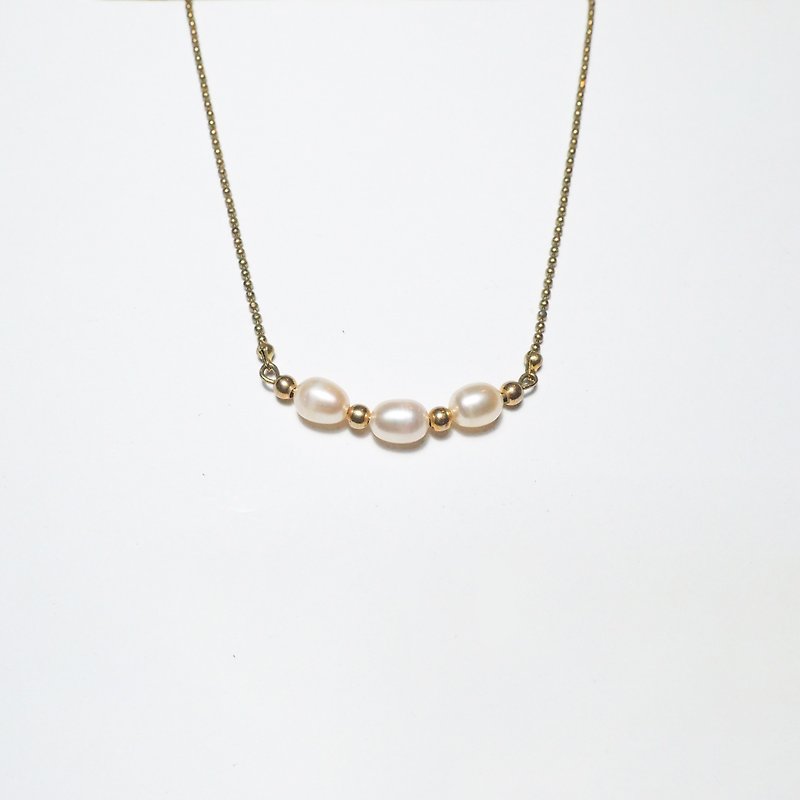 Teenage necklace (connect) - สร้อยคอ - ไข่มุก สีทอง