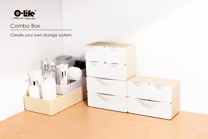 O-Life drawer storage box-desktop storage/small items storage/parts storage/tool ​​storage/cosmetics - กล่องเก็บของ - พลาสติก สีทอง