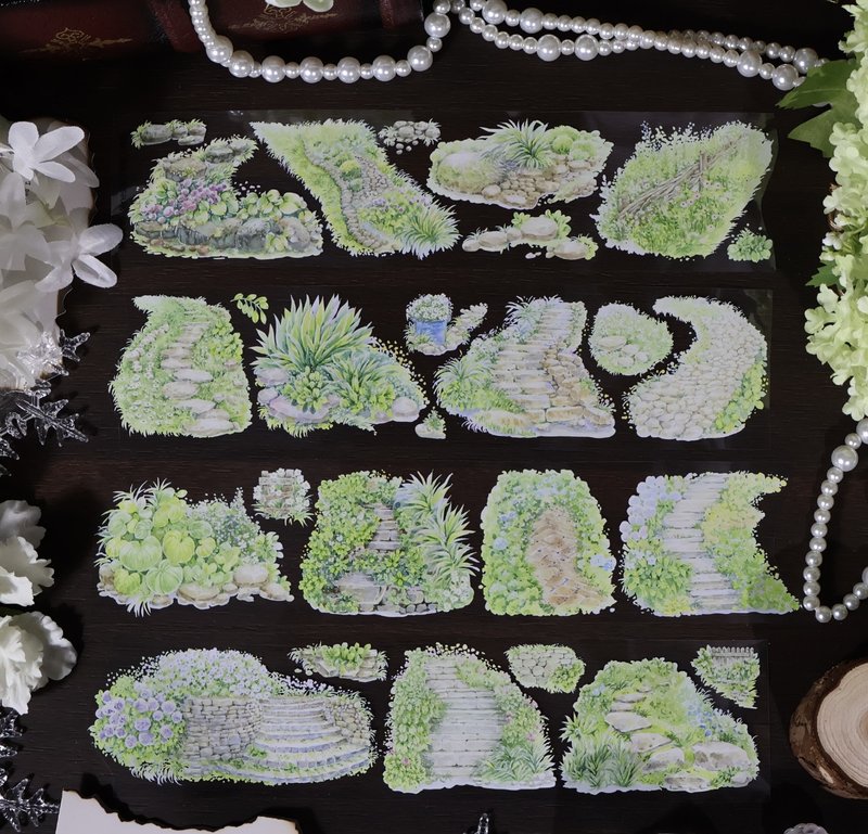 林間小路 PET 紙膠帶 10米卷 - 紙膠帶/和紙/PET - 其他材質 多色