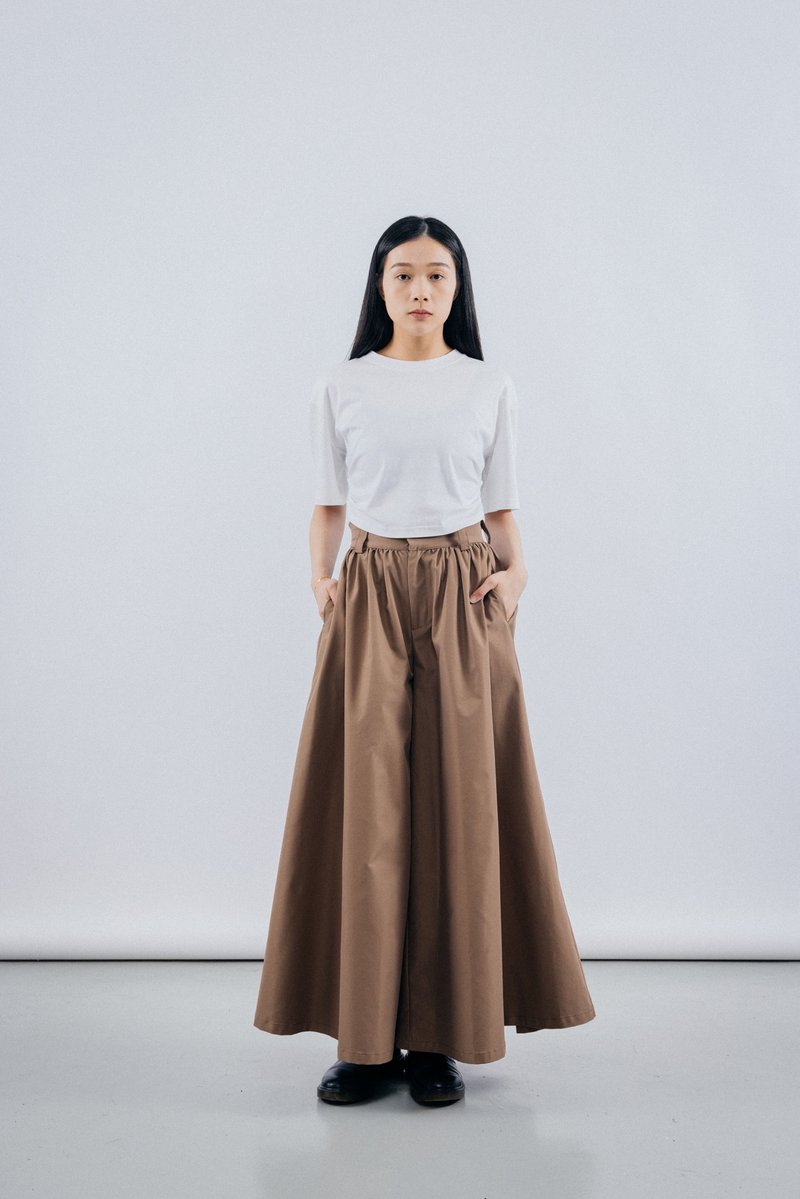 Super Wide Leg Trousers - กางเกงขายาว - วัสดุอื่นๆ สีนำ้ตาล