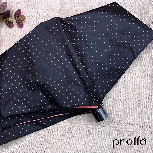 Prolla 保羅拉精品雨傘 Prolla 圓弧迷你系列 素面點點色膠玫瑰金防風大折傘 防曬抗UV