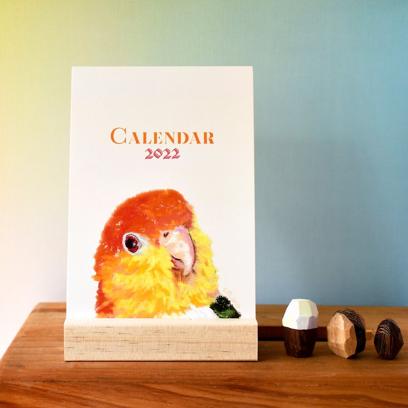 2022年 粉彩風彩色小鸚鵡桌曆 // 明信片尺寸 - 年曆/桌曆 - 紙 多色