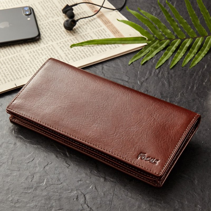 Genuine leather long clip/15-card coin bag/vegetable tanned cowhide/long clip wallet - กระเป๋าสตางค์ - หนังแท้ 