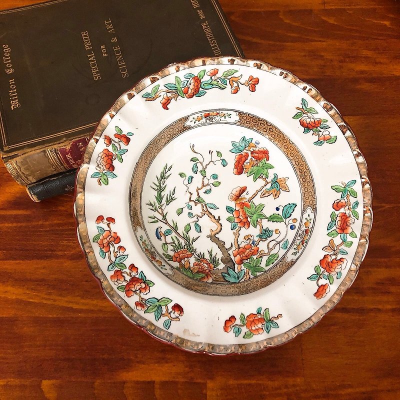 British antique porcelain soup plate B - จานและถาด - เครื่องลายคราม 