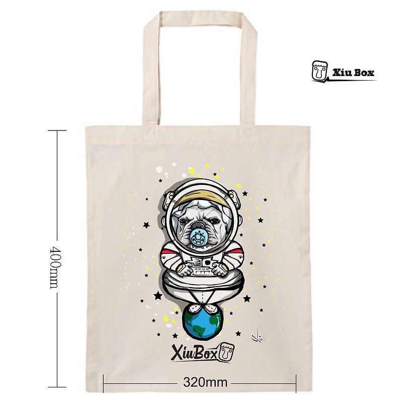 Spaceman dog fighting illustration original design thick version environmental protection bag canvas bag bag shopping bag - Handbags & Totes - Cotton & Hemp 