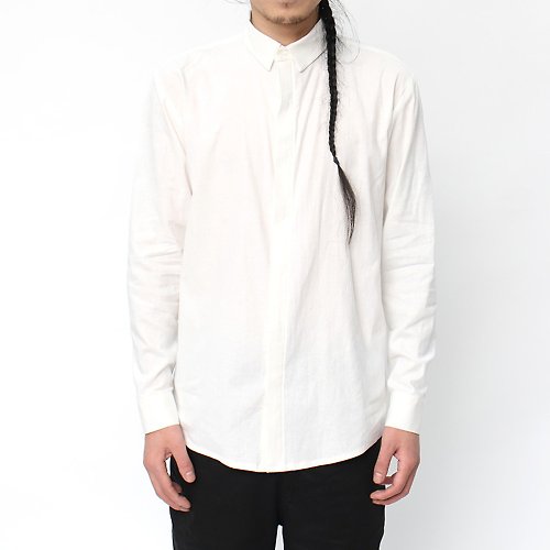 JANWONG JANWONG 基本款日系標準版型高品質棉麻長袖襯衫