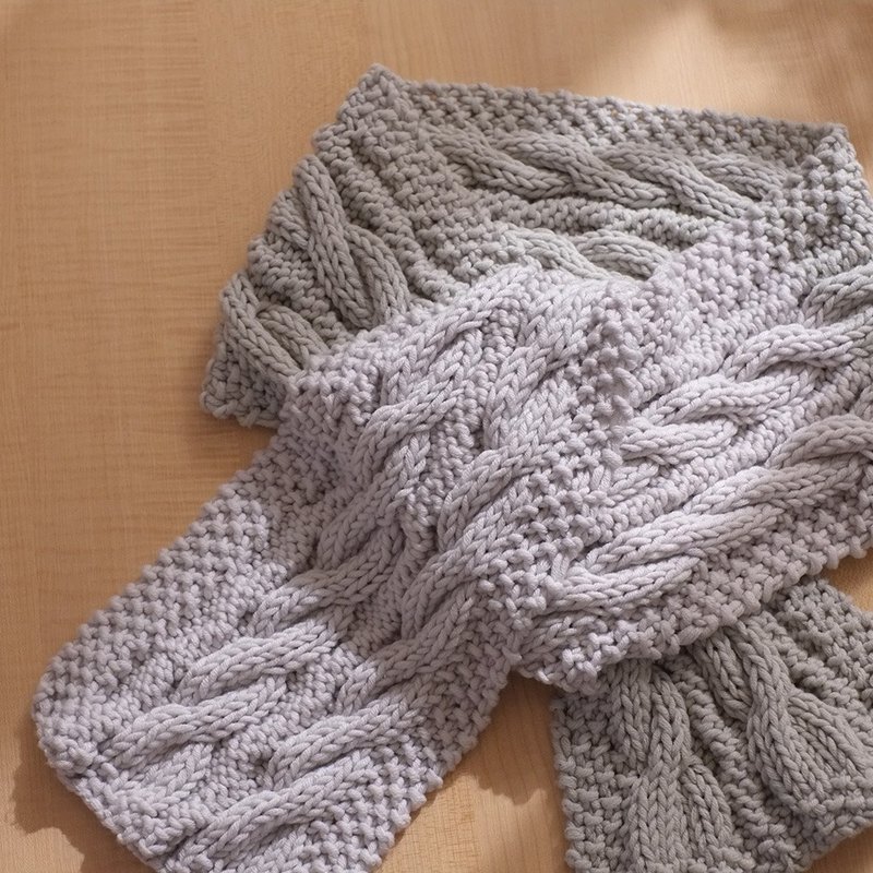 [Taipei Stick Knitting] Double-sided Twist Rice Scarf/Wool Knitting Experience - เย็บปักถักร้อย/ใยขนแกะ/ผ้า - ผ้าฝ้าย/ผ้าลินิน 