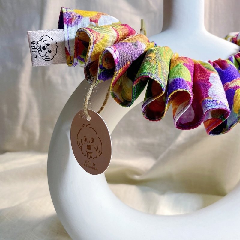 發裁手作。Facai Handmade 毛孩小丑領領巾_ 熱花季 - 項圈/牽繩 - 棉．麻 紅色