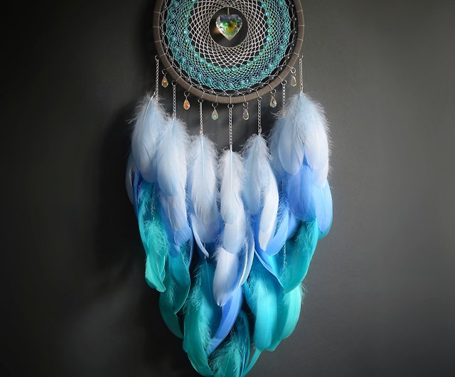 Brown & Turquoise Dream Catcher With Crystals 4
