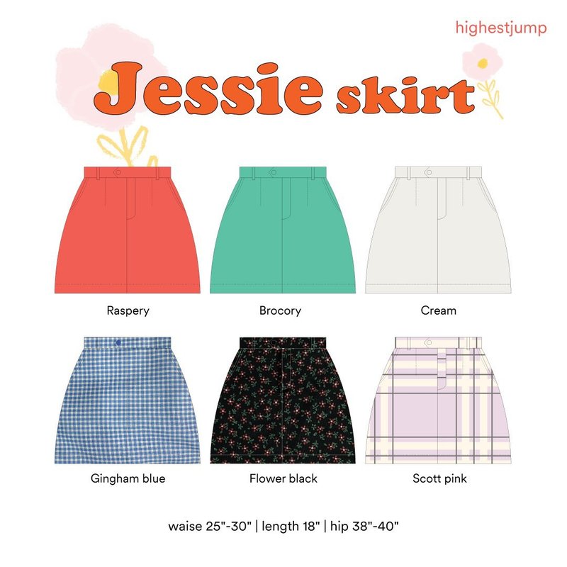 Highestjump กระโปรง jessie 6 สี - ชุดเดรส - ผ้าฝ้าย/ผ้าลินิน สึชมพู