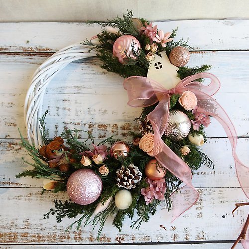 Christmas Wreath Extremely Flowery Eternal Flower Gift - Shop jiduhuazao  Items for Display - Pinkoi