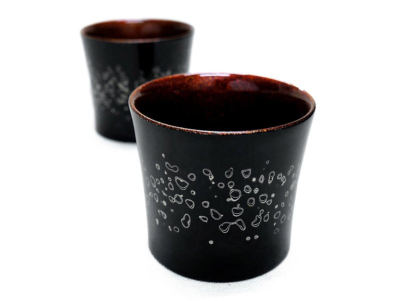 【Nichu Lacquer Art】Natural Lacquerware Wide Mouth Cup Water Silver - Bar Glasses & Drinkware - Wood Silver