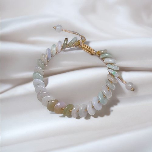 瓔珞珠寶盒 E.L.Jewelry Box 冰糯種翡翠平安扣編織手鍊 | 天然緬甸玉翡翠A貨
