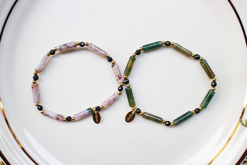 <Slow temperature natural stone series>C1086 colorful jade bracelet - Bracelets - Gemstone 