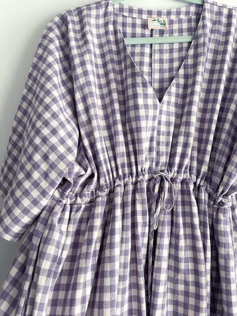 Mini Poncho Dress - Lavender - 洋裝/連身裙 - 棉．麻 紫色