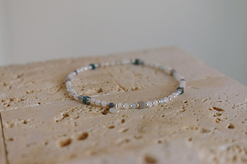 March Birthstone Bracelet Sterling Silver Aquamarine Natural Stone - Good News - - Bracelets - Semi-Precious Stones Blue