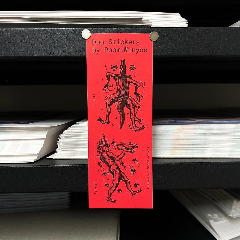 Red Tailsman - Risograph Sticker sheet - สติกเกอร์ - กระดาษ 