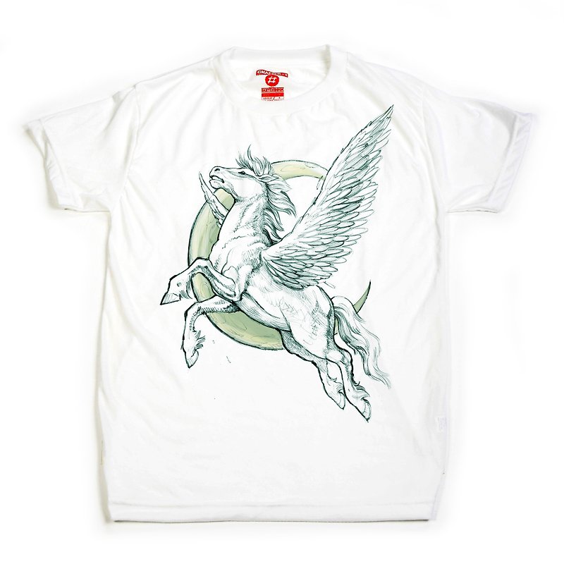 Pegasus The fly horse unisex men woman cotton mix Chapter One T-shirt - T 恤 - 棉．麻 白色
