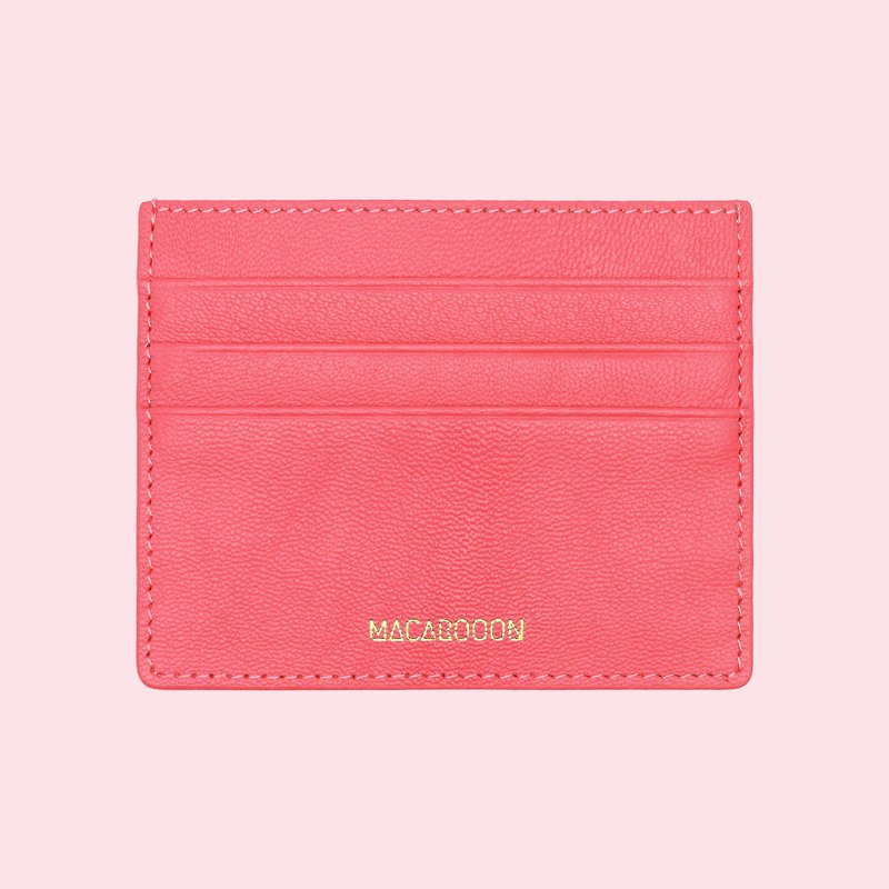 Customized Gifts Italian Genuine Leather Pink Peach Card Holder Wallet Small Wallet Card Holder Card Holder