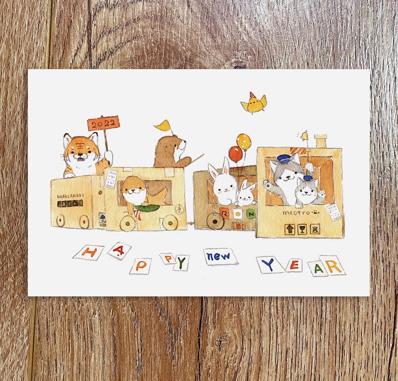 Shine原創可愛水獺與小動物2022限定明信片套裝6枚入 - 卡片/明信片 - 紙 