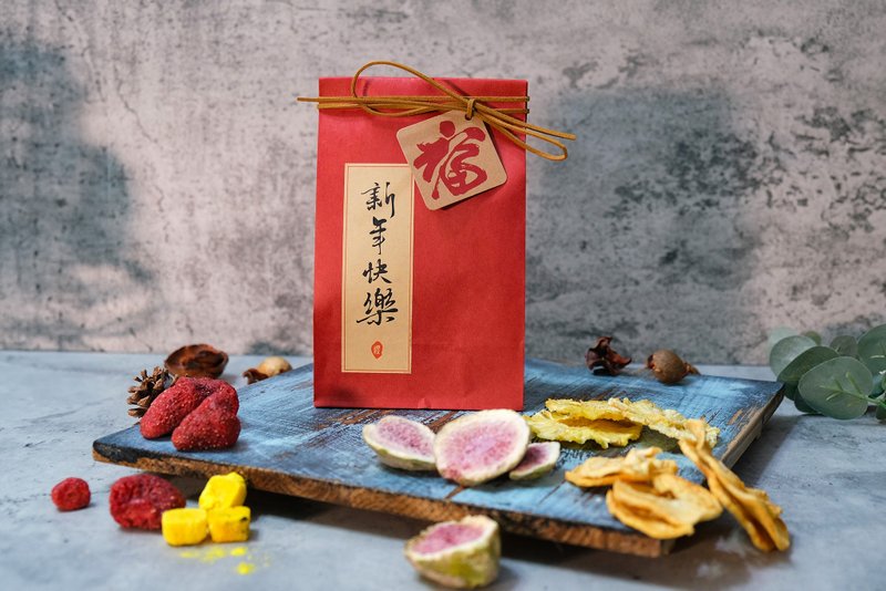 [Heguo] New Year Leather Rope Lucky Bag (Comprehensive Dried Fruit) - New Year Lucky Bag - Dried Fruits - Other Materials White