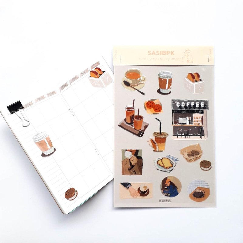紙 貼紙 卡其色 - STICKER : Cafe every morning