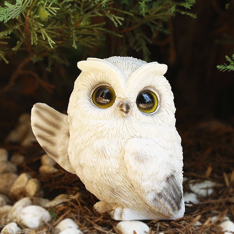 Devalier mo03 Owl Figurine Owl Figurine Owl Resin Gift Cute Birthday Present - ของวางตกแต่ง - เรซิน ขาว