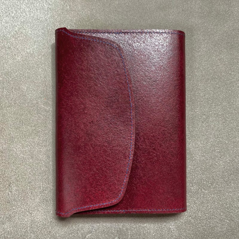 【日本純手工】A6 文庫本書套 筆記本套 | 酒紅色 - 書衣/書套 - 真皮 紅色
