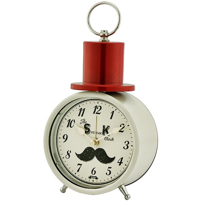 Mustache- Mr. Beard modeling alarm clock (White) - นาฬิกา - โลหะ ขาว