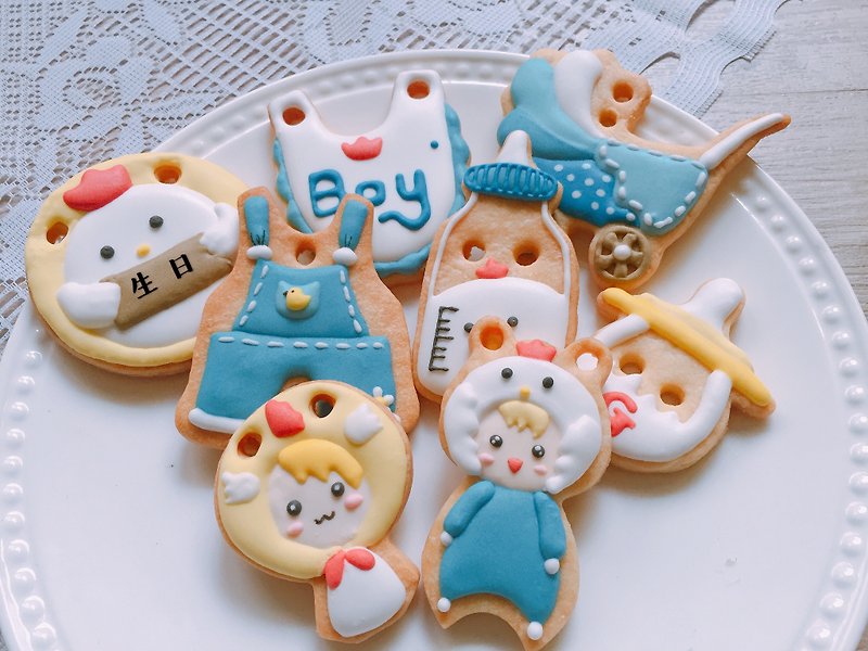 Spot a group of baby baby treasure version received salivary biscuits 6 group - Handmade Cookies - Fresh Ingredients Blue