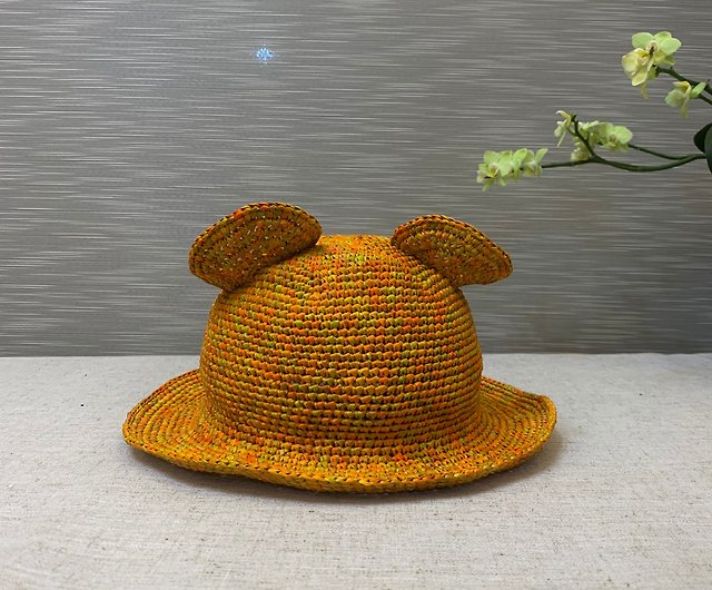 Handmade Crochet - Cat Ears Sun Hat/Adult Straw Hat/Paper Thread Hat - Shop  hm98k Hats & Caps - Pinkoi