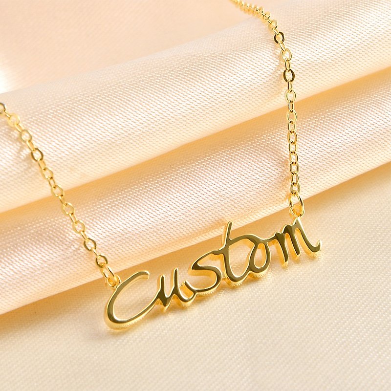客製化項鍊 英文字母中文名字項鏈 鍍18K金 交換禮物 母親節禮物 - 項鍊 - 其他金屬 銀色