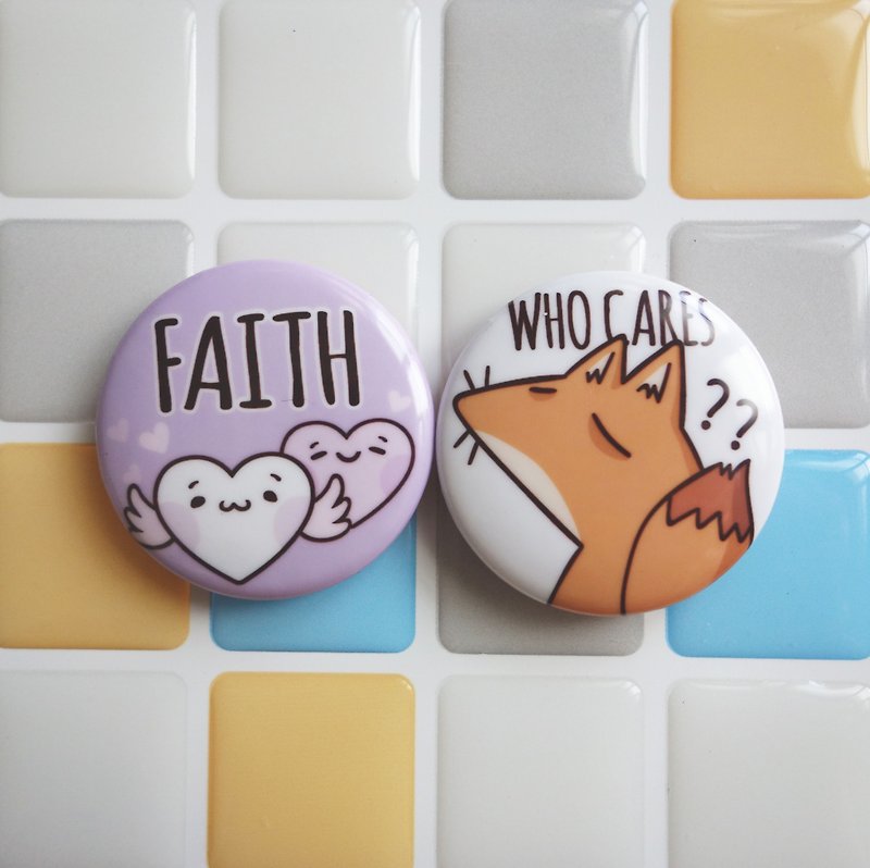 Pin Magnet Two in One Small Badge 4 - Faith / (1 copy 2 in) - Badges & Pins - Other Materials 