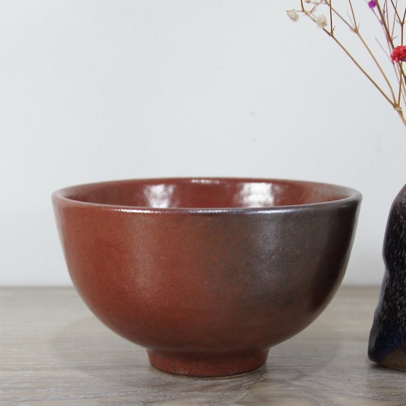 Iron red bowl, rice bowl, tea bowl - capacity about 350ml - Bowls - Pottery Red